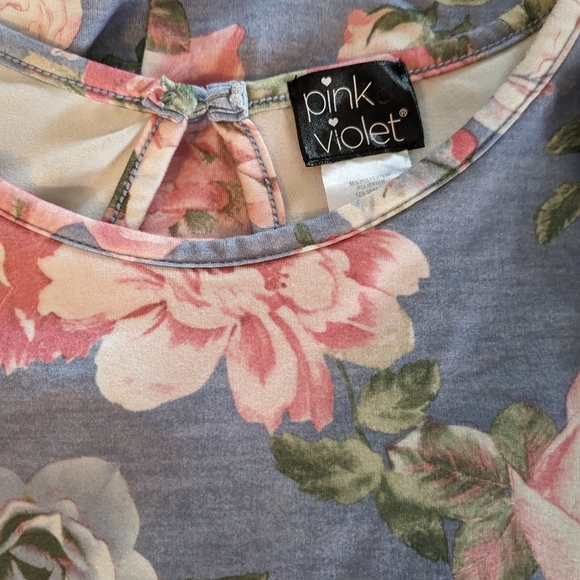 Pink Violet Blue Floral Cold Shoulder Dress - Picture 2 of 3